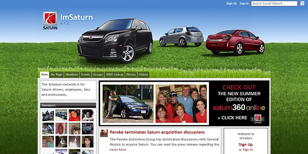(above) The "ImSaturn Network" community Web site - Everything looks different... except the cars... and the ending...